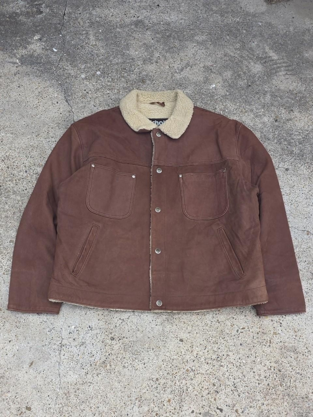 Schott Brown Trucker Jacket Size XXL Made In USA CONDITION: stains, markings/w